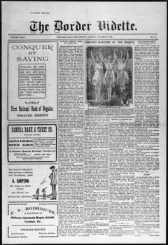 The front page of The border vidette, Nogales, Ariz., October 23, 1926