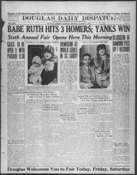 The front page of Douglas daily dispatch, Douglas, Ariz., October 7, 1926