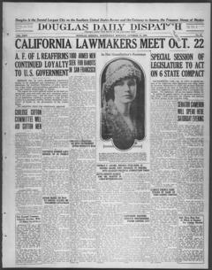 The front page of Douglas daily dispatch, Douglas, Ariz., October 13, 1926