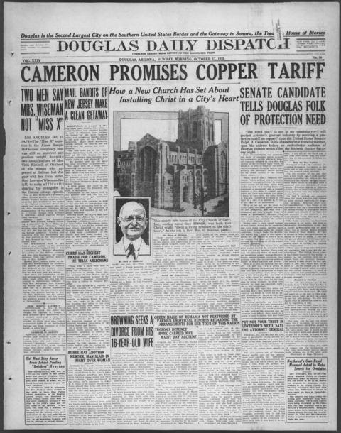 The front page of Douglas daily dispatch, Douglas, Ariz., October 17, 1926