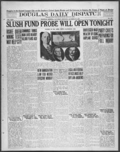 The front page of Douglas daily dispatch, Douglas, Ariz., October 30, 1926