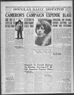 The front page of Douglas daily dispatch, Douglas, Ariz., November 2, 1926