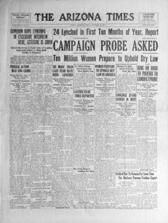 The front page of The Arizona times, Tucson, Ariz., October 29, 1926