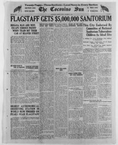 The front page of The Coconino sun, Flagstaff, Ariz., October 29, 1926