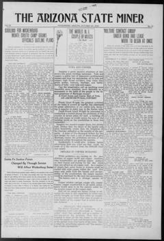 The front page of Arizona state miner, Wickenburg, Ariz., October 30, 1926