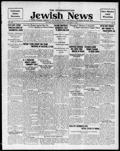 The front page of Intermountain Jewish news, Denver, Colo., October 14, 1926