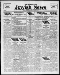 The front page of Intermountain Jewish news, Denver, Colo., October 28, 1926