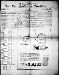 The front page of El democrata del condado de Costilla, San Luis, Colo., November 6, 1926