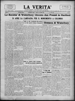 The front page of La verita' = The truth, Waterbury, Conn., October 16, 1926