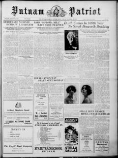 The front page of Putnam patriot, Putnam, Conn., October 22, 1926