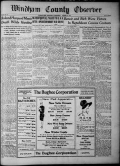 The front page of Windham County observer, Putnam, Conn., October 13, 1926
