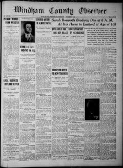 The front page of Windham County observer, Putnam, Conn., October 20, 1926