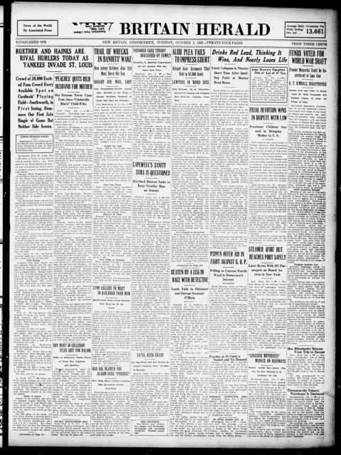 The front page of New Britain herald, New Britain, Conn., October 5, 1926