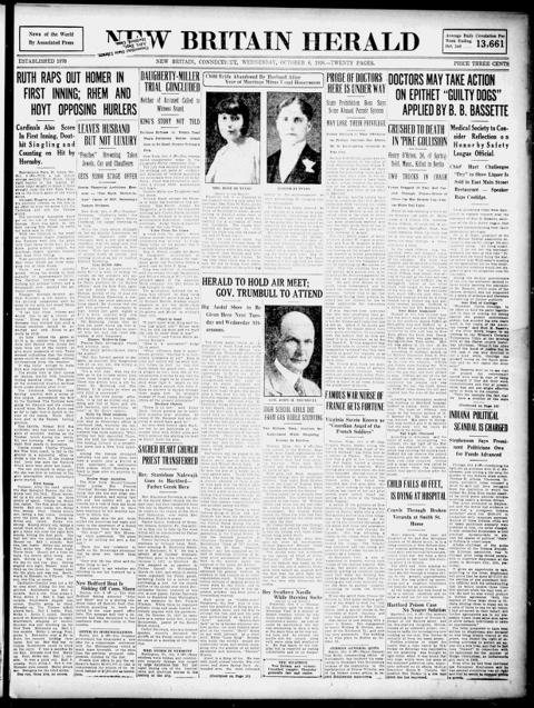 The front page of New Britain herald, New Britain, Conn., 6 October 1926
