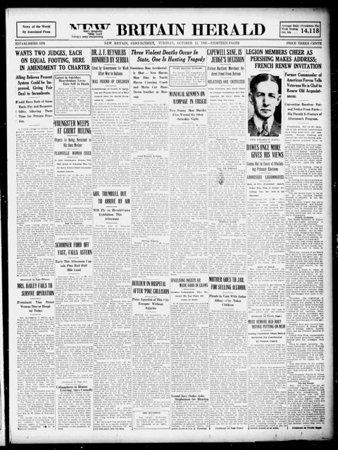 The front page of New Britain herald, New Britain, Conn., October 12, 1926