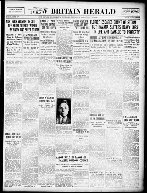 The front page of New Britain herald, New Britain, Conn., October 21, 1926