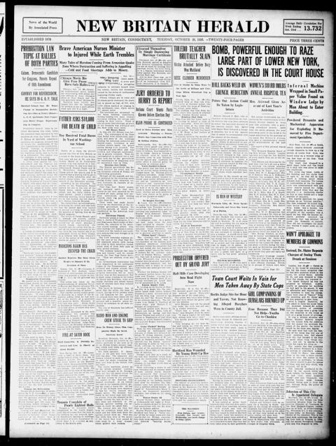 The front page of New Britain herald, New Britain, Conn., October 26, 1926