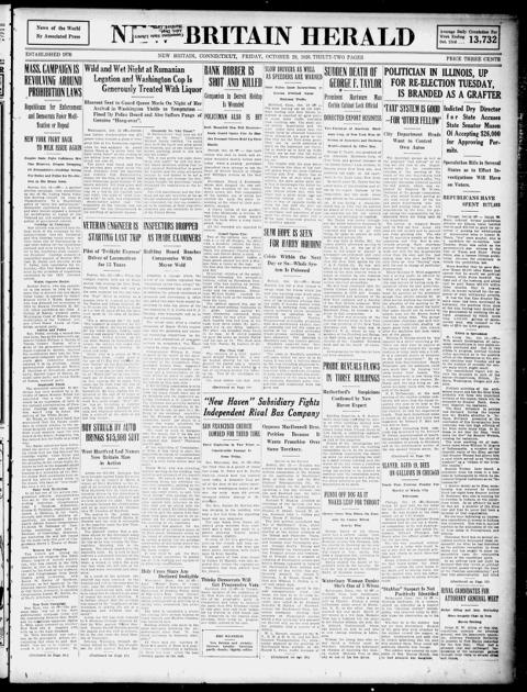 The front page of New Britain herald, New Britain, Conn., October 29, 1926