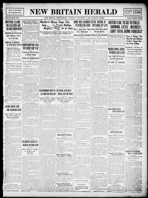 The front page of New Britain herald, New Britain, Conn., November 2, 1926