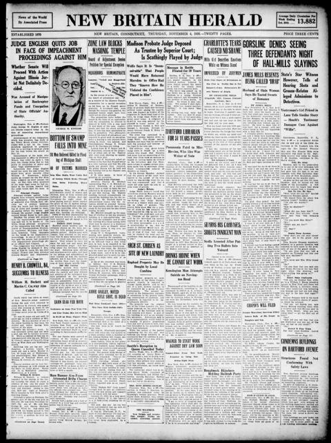 The front page of New Britain herald, New Britain, Conn., November 4, 1926