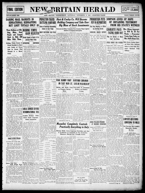 The front page of New Britain herald, New Britain, Conn., November 6, 1926
