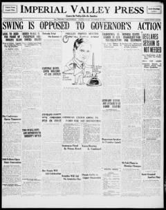 The front page of Imperial Valley press, El Centro, Calif., October 13, 1926
