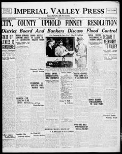 The front page of Imperial Valley press, El Centro, Calif., October 19, 1926