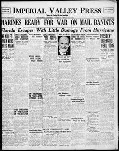 The front page of Imperial Valley press, El Centro, Calif., October 21, 1926