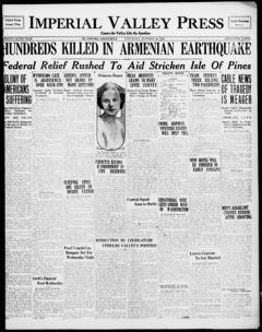 The front page of Imperial Valley press, El Centro, Calif., October 23, 1926