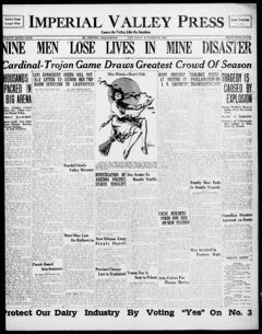 The front page of Imperial Valley press, El Centro, Calif., October 30, 1926