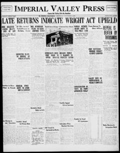 The front page of Imperial Valley press, El Centro, Calif., November 4, 1926