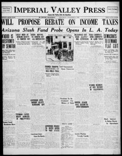 The front page of Imperial Valley press, El Centro, Calif., November 6, 1926