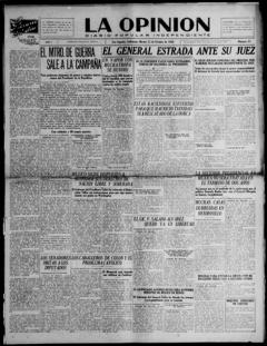 The front page of La opinión, Los Angeles, Calif., October 12, 1926