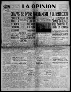 The front page of La opinión, Los Angeles, Calif., October 23, 1926