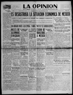 The front page of La opinión, Los Angeles, Calif., October 25, 1926