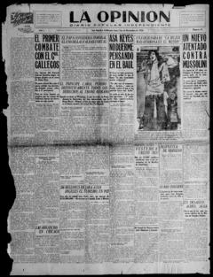 The front page of La opinión, Los Angeles, Calif., November 1, 1926