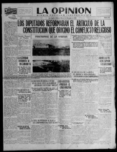 The front page of La opinión, Los Angeles, Calif., November 2, 1926