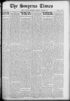 The front page of Smyrna times, Smyrna, Del., November 3, 1926