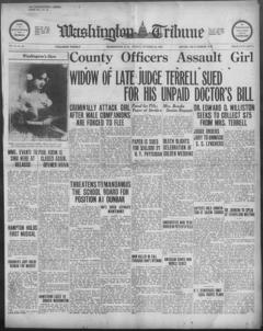 The front page of The Washington tribune, Washington, D.C., October 22, 1926