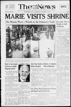 The front page of The Washington daily news, Washington, D.C., October 19, 1926