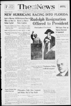 The front page of The Washington daily news, Washington, D.C., October 20, 1926