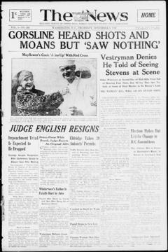 The front page of The Washington daily news, Washington, D.C., November 4, 1926