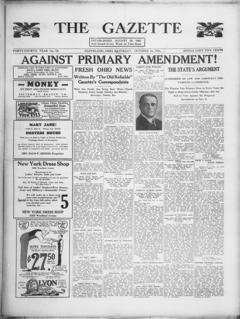 The front page of The gazette, Cleveland, Ohio, October 16, 1926