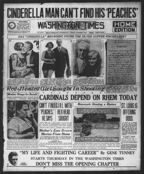 The front page of The Washington times, Washington [D.C.], October 5, 1926