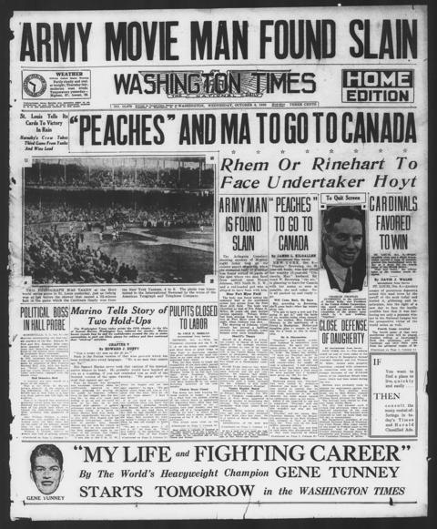 The front page of The Washington times, Washington [D.C.], 6 October 1926