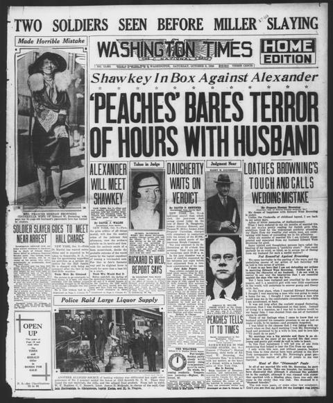 The front page of The Washington times, Washington [D.C.], October 9, 1926