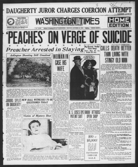 The front page of The Washington times, Washington [D.C.], October 11, 1926