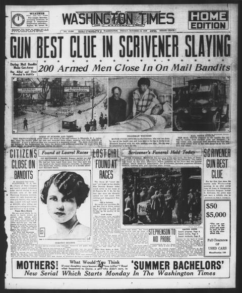 The front page of The Washington times, Washington [D.C.], October 15, 1926