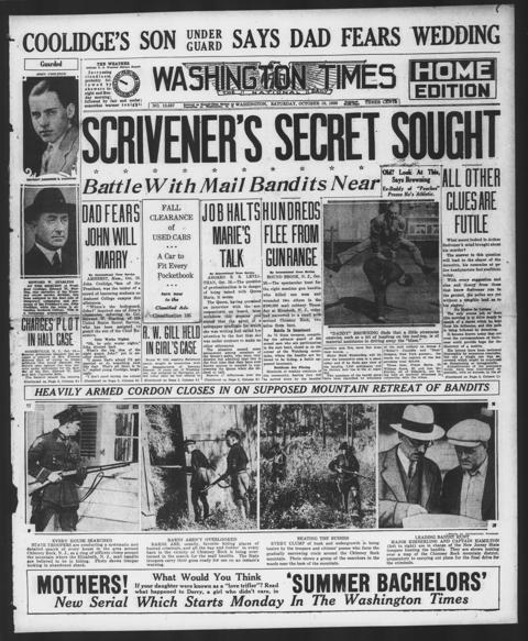 The front page of The Washington times, Washington [D.C.], October 16, 1926