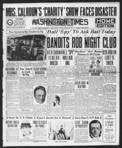 The front page of The Washington times, Washington [D.C.], October 22, 1926